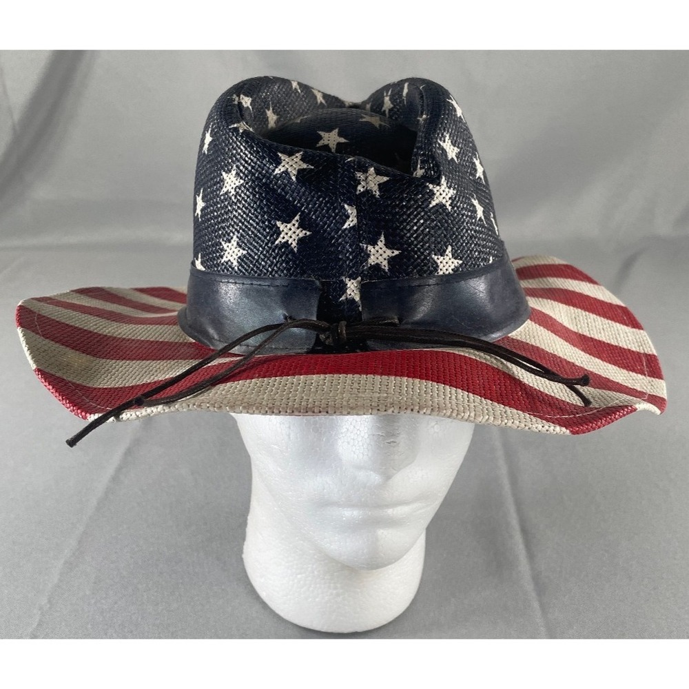 Vintage Mens American Flag Cowboy Hat Patriotic Western Rodeo One Size Adult
